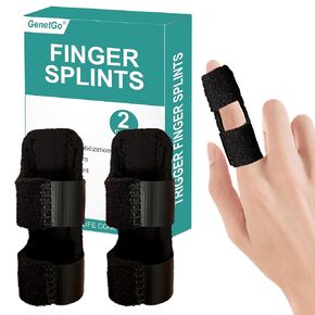 Trigger Finger Splint, 2pcs Finger Support Brace Mallet Finger Brace for Index, Middle, Ring Finger - Tendon Release & Pain Relief-Black