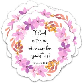 (3Pcs) If God is for Us Who Can Be Against Us Sticker Religious Faith Stickers God Sticker Christian Sticker Bible Verse Sticker, Waterproof Vinyl Decal for Mug Laptop Tumbler Water Bottle, 3" x 3"