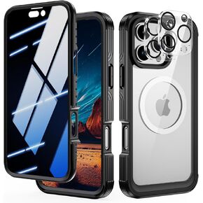 Magnetic Privacy Case for iPhone 16 Pro Max,[Compatible With MagSafe][Built-in Privacy Screen Tempered Glass and Camera Protector] Full Body Shockproof Anti-Spy Phone Cases Cover for 16 ProMax,Black