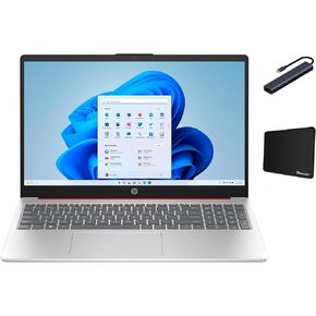 HP 15.6 inch HD Display Laptop, Intel Pentium N200, 8GB RAM, 128GB UFS, 1 Year Microsoft 365 Included, Windows 11 Home in S Mode, Silver with Accessories