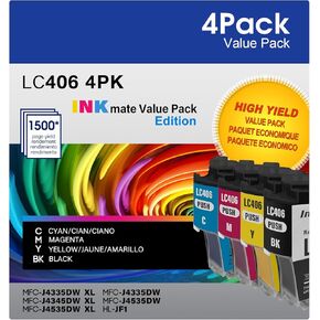 LC406 Ink Cartridges for Brother Printer for Brother Ink LC406 Ink Cartridge Replacement with Brother MFC-J4335DW Ink XL, MFC-J6555DW, MFC-J4345DW XL, MFC-J5855DW, MFC-J4535DW XL
