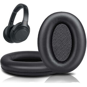 Replacement 1000XM3 Earpads for WH-1000XM3(WH1000XM3) Over-Ear Headphones,Compatitable with WH-1000XM3 Noise Cancelling Headset Luxury Soft Leather Memory Foam, Black