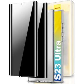 2 Pack Packs for Samsung Galaxy S23 Ultra Privacy Screen Protector 6.8" with Bumper Protective Cover, [Auto Alignment Cabin/Bubble-Free],Anti Spy Film,100% Fingerprint ID Compatible, Case Friendly
