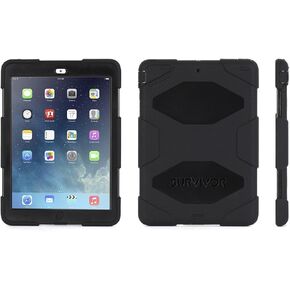 Apple IPad Air Griffin Survivor Case, Black, Black, and Black, Retail Packaged (GB36307)