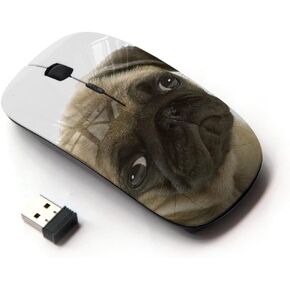 [ Optical 2.4G Wireless Mouse [ Pug Sad Shy Puppy Guilty Look Dog Small ]