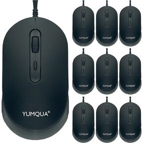 M104 Bulk Wired Computer Mouse 10 Pack, Silent Optical USB Corded Mice for Laptop PC Chromebook, Black