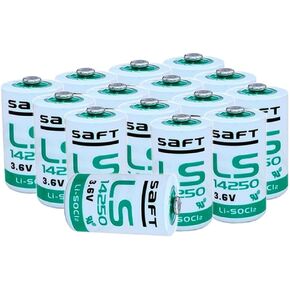 〖15 Pack〗LS 14250 C 1/2 AA 3.6V 1200mAh for SAFT LS14250 3.6V Battery, LS14250 Lithium Battery, Green