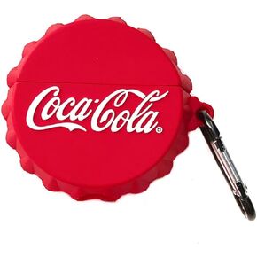 Coca Cola Lid Soft Silicone Case with Keychain Hook for Apple AirPods Pro 2019 Model Red White Color Coke Drink Logo Creative Classic Stylish High Fashion Cool Fun Kids Girls Boys Men Guys Unisex
