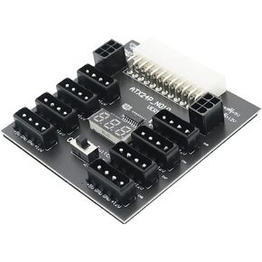 Xiwai ATX PSU Server Power Board 24Pin to IDE 8X 4Pin +2X 6Pin Power Supply Board for CHIA ETH BTC Mining Miner