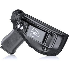 Universal IWB ECO Leather Holster Optional: Full Size/Compact - Subcompact/Pocket Size Pistols, Adj. Retention, 1.5'' Steel Clip, Right Hand, Inside Waistband Concealed Appendix Carry Holster