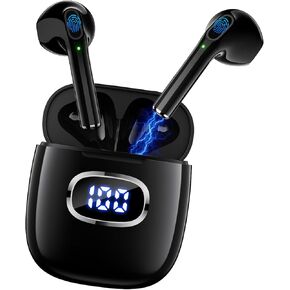 Wireless Earbuds Bluetooth 5.3 Headphones for iPhone 16 Pro Max 15 Samsung S24 S23, Semi in-Ear Microphone Sport Headset for iPad Pro Air Galaxy A35 A55 S22 Fold 6 Flip 5 Oneplus 12R 11 Pixel 8 7 6A