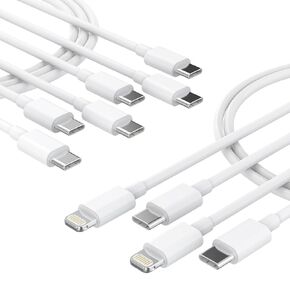 iGENJUN 5Pack USB C Cable 6FT iPhone 15 14 Cord USB C to USB C Cable (3Pack 60W) ​​​​​​​and USB C to Lightning Cable (2Pack 20W) Fast Charging Power Delivery for iPhone Pad Galaxy and More