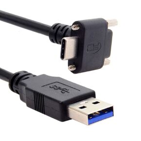 JSER Down Up Angled USB 3.1 Type-C Dual Screw Locking to Standard USB3.0 Data Cable 90 Degree Compatible for Camera (3.0M)