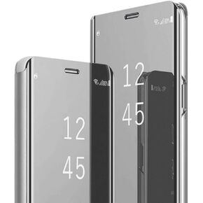 Z Fold 3 5G Case Compatible with Samsung Galaxy Z Fold3 5G Cell Phone Case with Kickstand, PU Leather, Clear View Mirror Flip Cover Shockproof Protective Cover for Samsung Z Fold 3 5G 7.6-inch