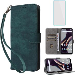 for BLU G91 Pro Wallet Phone Case with Screen Protector [RFID Blocking] Leather Flip Card Holder Kickstand Wrist Strap Women Men Cell Phone Case for BLU G91Pro G 91 Pro Green