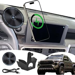for 2025 Toyota Tacoma Phone Mount 15W Magnetic Wireless Charging Made for Toyota Tacoma 2024-present Support 8 inch Screen 2024 Toyota Tacoma Accessories