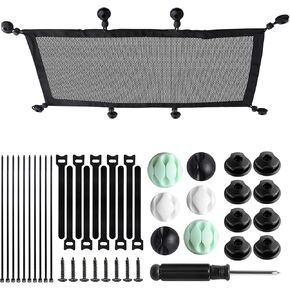 Under Desk Cable Management Net,Flexible Mesh Cable Management with Network Cable Clip and Screwdriver for Office,Standing Desk