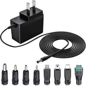 UL Listed 5V 1A DC Power Supply Adapter with 8 DC Connectors, 5V 1A 6ft Long Cord AC Adapter, 5W AC/DC Wall Charger for 1000mA 900mA 850mA 800mA 700mA 600mA 500mA 400mA 350mA 300mA 200mA Equipment
