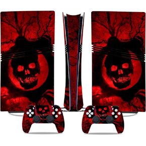 Full Body Vinyl Decal Cover for PS5 Pro Digital Edition Console & Controllers - Red Skull