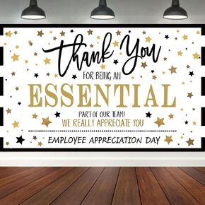 Employee Appreciation Day Banner Backdrop Decorations, Thank You for Being an Essential Part of Our Team Employee Appreciation Background Decooration