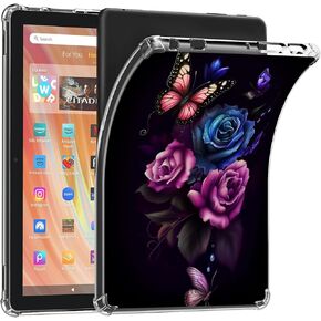 Case for 11.8" Remarkable Paper Pro Tablet 2024 Released- Clear Slim Lightweight Soft Flexible TPU Bumper Cushioning Protection Shell Cover Case for Remarkable Pro,Butterfly Rose Flowers