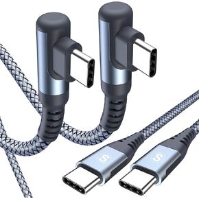 USB-C to USB-C Cable 60w [2-Pack 6.6ft], Right Angle iPhone 16 Fast Charger Cord for iPhone 15 16 Pro Max Plus, MacBook Air/Pro,iPad Air/Pro Samsung Galaxy S25 S24 S23 S22 S21 S20, Note 20 10 Pixel