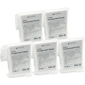 HOSPORA 100% Cotton Z-Folded Sterile Compressed Gauze, 4.5 in x 4.1 Yards, Ideal for First Aid and Emergency Kit Gauze Pads(Pack of 5)