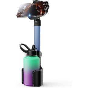 2 in 1 Cup Holder Cell Phone Holder Mount for Car Aluminum Alloy Rod Cup Phone Holder for Car Bottle Free Cupholder Phone Holder for Car Easy Use & Stable & Universal Fit 2.5-4'' Cup Holder-Blue