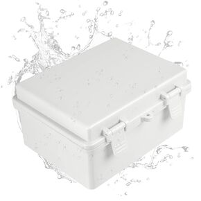 Iron Forge Cable Waterproof Junction Box - Outdoor Electrical Enclosure - Plastic Project Boxes with Mounting Plate, Wall Brackets, Weatherproof Hinged Grey Panel Cover - IP65-9x7 Inch