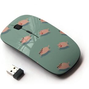 [ Optical 2.4G Wireless Mouse [ Pig Cute Teal Pink Animal Pet Pattern ]