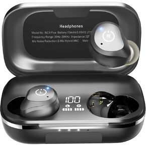 TOZO NC9 Plus Hybrid Active Noise Cancelling Wireless Earbuds, in Ear Headphones IPX6 Waterproof (Renewed)