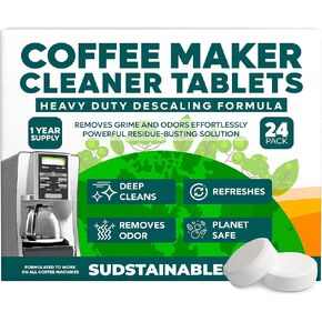 Coffee Maker Cleaner Tablets – Descaling & Cleaning Solution for Coffee Makers, Pot, Espresso Machines – Compatible with Breville, Miele, Keurig, DeLonghi, Nespresso & More – Removes Stains & Oils