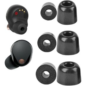 Memory Foam Ear Tips for WF-1000XM5 WF-1000XM4 Replacement Comfortable Fit in Case Eartips Earbuds Cover Compatible with WF-1000XM4 WF-1000XM5 Black L/M/S 3 Pairs
