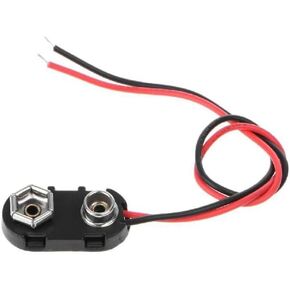 9V Battery Clip Connector I Tinned Wire Leads 150mm Black Red Outlets and Accessories