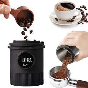 Coffee Dosing Cup with Scale-Rechargeable Espresso Scale 0.1g Precision, 304 Stainless Steel Coffee Scale Coffee Grinder Powder Cup Compatible with 58mm Portafilter