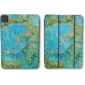 Carbon Fiber Skin Compatible with Apple Smart Folio for iPad Pro 11-inch (M4) 2024 - Teal Marble - Premium 3M Vinyl Protective Wrap Decal Cover - Easy to Apply | Crafted in The USA by MightySkins