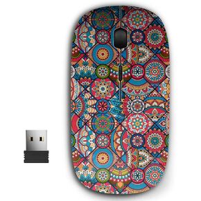 2.4G Ergonomic Portable USB Wireless Mouse for PC, Laptop, Computer, Notebook with Nano Receiver (Tile Moroccan Bohemian)
