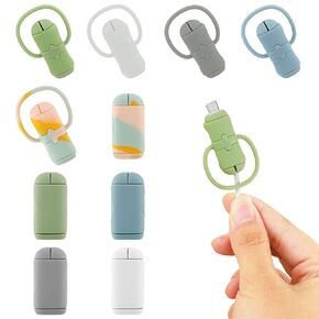 10pcs Charger Cable Protectors, Double-End Silicone Charger Cable Saver 2 in 1 Data Cable Protector Durable Data Cable Winder Cord Organizer Compatible with Android cable with USB & Type-C Ends