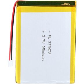 3.7V 2500mAh Battery 375678 Lithium Polymer Ion Rechargeable Li-ion Li-Po Battery with 2P PH 2.0mm Pitch Connector