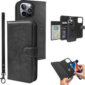 Case Wallet for iPhone 14 Pro Max Wallet Case ، 6.7 بوصة قابلة للفصل ، حاملي بطاقات الوجه الجلدي القابل للفصل