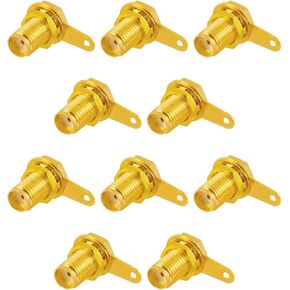 10 PCS SMA Female Connectors SMA Coaxial Panel Mount Connector with Bulkhead Nut and Solder Cup Terminal