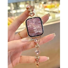 Diamond Bling Band Compatible with Apple Watch Band 38mm 40mm 41mm 42mm 44mm 45mm, Women Luxury Metal Bracelet with Rhinestone Bumper for iWatch Series 9/8/7/SE/6/5/4/3/2/1