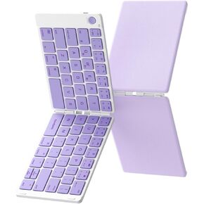 Samsers Wireless Folding Keyboard, Wireless Foldable Bluetooth Keyboard, Full-Size Travel Keyboard Sync Up to 3 Devices for iOS Android Windows Phone Tablet and Laptop, Roland Purple