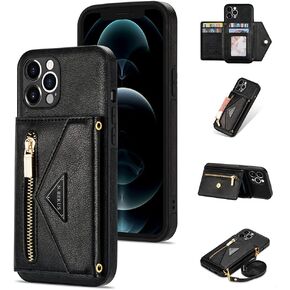 Crossbody Wallet Case متوافق مع Samsung Galaxy S20 بالإضافة إلى علبة الهاتف الجلدية مع حامل البطاقة وغطاء حزام الإغلاق المغناطيسي Flip Handbag Presper Shell Kickstand Shockproof (أسود)