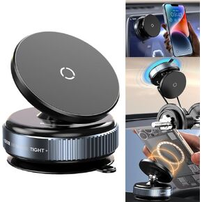 Chapter Seven Vacuum Magnetic Suction Phone Mount, Magnetic Car Phone Holder with 360 Degree Rotation, Ideal for Car/Gym/Mirror/Shower/Smooth Surface, Car Accessories Fit for iPhone 16 Pro Max 15
