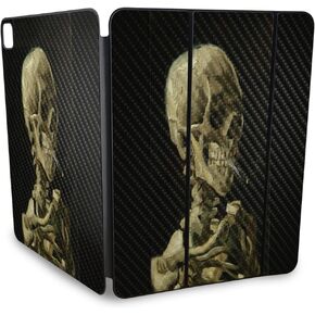 Carbon Fiber Skin Compatible with Apple Smart Folio for iPad Pro 13-inch (M4) 2024 - Skull with Cigarette - 3M Vinyl Protective Decal Cover - Easy to Apply | Crafted in The USA by MightySkins
