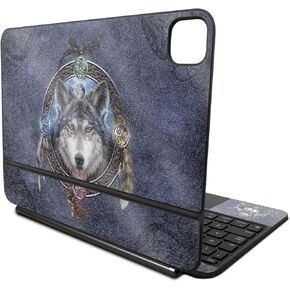 Glossy Glitter Skin Compatible with Apple Magic Keyboard for iPad Pro 11‑inch (M4) 2024 - Wolf Dreamcatcher - 3M Vinyl Protective Decal Cover - Easy to Apply | Crafted in The USA by MightySkins