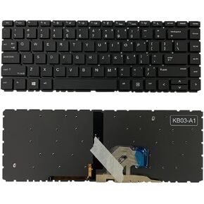 Laptop Replacement US Layout with Backlit Keyboard for HP Probook 440 G6 445 G6 Black