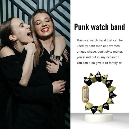 VIQIV Compatible with Apple Watch Ultra 2 Band 41/40/38/44/45/49/42mm Women Men with Protective Case, Dressy Gothic Punk Metal Stretchy Strap Rivets Designer Elastic Biker Bracelet Wristband for iWatch Series 9 8 7 6 5 4 3 Ultra SE in Kuwait