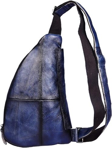 Le'aokuu Mens Fashion مصمم الشاي غير الرسمي السفر المشي لمسافات طويلة Crossbody صدر حبال حقيبة حزام واحد الكتف حقيبة للرجال الجلود in Kuwait